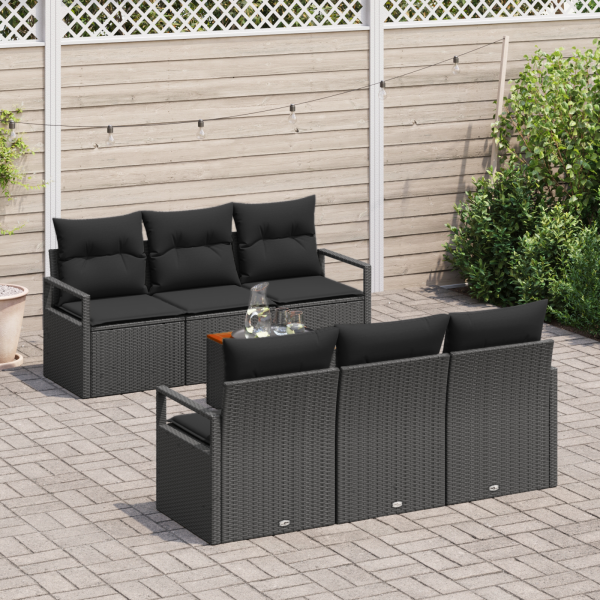Conjunto Modular de Sofás de Jardim 7 pcs Preto Grande M 3