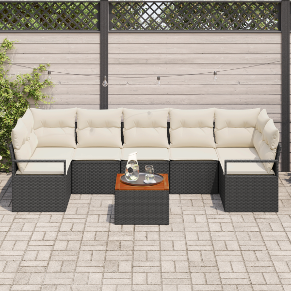 Conjunto de Sofá de Jardim 8 pcs Preto. branco Gigante M 3