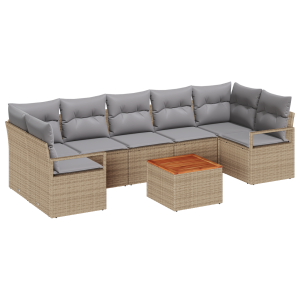 Conjunto de Sofá de Jardim 8 pcs Bege. cinza claro H