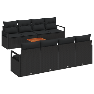 Conjunto de Sofá Modular de Jardim 9 pcs Preto Standard H