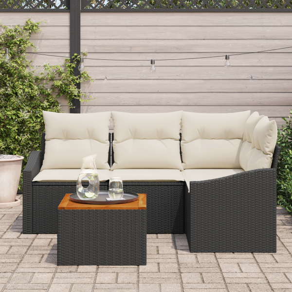 Conjunto de Sofá de Jardim 5 pcs Preto. branco 55 x 55 x 37 cm M 3