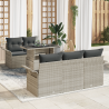 Conjunto de Sofá de Jardim  com 6 Peças e Almofadas Cinza Claro Rattan PE 1
