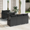 Conjunto de Sofá de Jardim de 6 Peças com Almofadas Rattan Preto Poliéster 1