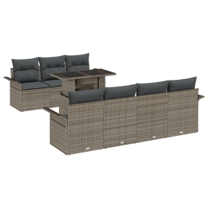 Conjunto de Sofá de Jardim  com Almofadas Cinza Rattan Polilona H