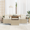 Conjunto de 5 Piezas de Sofás de Jardín con Cojines Ratán Sintético Beige 3