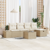 Set de Sofás de Jardín de 6 Piezas con Cojines Beige Poliratán 1