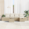 Set de Sofás de Jardín de 6 Piezas con Cojines Beige Poliratán 3
