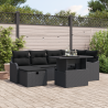 Conjunto de Sofás de Jardim com 7 Peças e Almofadas Preto Rattan Poliéster 1