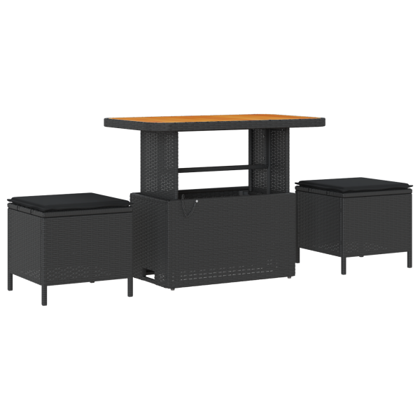 Conjunto de Sofá de Jardim com 8 Peças e Almofadas em Rattan Preto e Acácia M 4