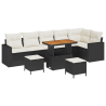Set de Sofás de Jardín  de 9 Piezas con Cojines Negro Poliratán Acacia 2