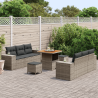 Conjunto de Sofá de Jardim  de 9 Peças com Almofadas Cinza Rattan Acácia 3