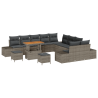 Conjunto de Sofá de Jardín  de 13 Piezas con Cojines Gris Poliratán Acacia 2