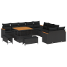 Conjunto de Sofá de Jardim com Almofadas de 13 Peças Preto Poly Rattan Aço 2