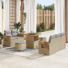 Conjunto de Sofás de Jardín de 8 Piezas con Cojines Beige Poliratán Acacia 1