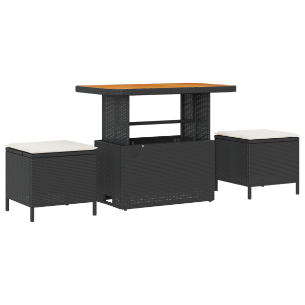 Conjunto de Sofá para Jardim  de 12 Peças com Almofadas Preto Rattan PE Acácia M 4