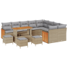 Conjunto de Sofá de Jardim com 13 Peças Bege Rattan PE Acácia 2