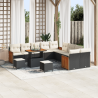 Set de Sofá de Jardín de 13 Piezas con Cojines Negro Ratán Acacia 1
