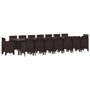 Conjunto de Jantar de Jardim 17 pcs Castanho Largo Vime H