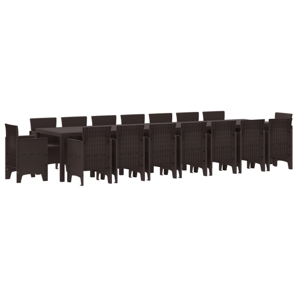 Conjunto de Jantar de Jardim 17 pcs Castanho Largo Vime M 2