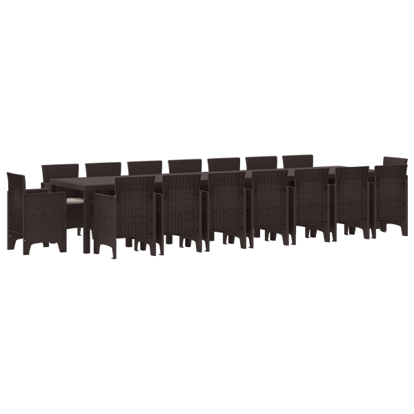 Conjunto de Jantar para Jardim 17 pcs Castanho Largo M 2