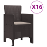 Conjunto de Comedor de Jardín de 17 Piezas con Cojines Marrón Poliratán 5