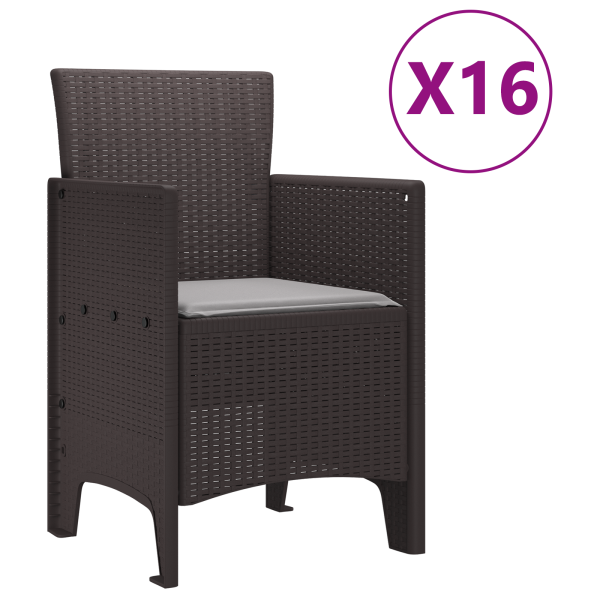 Conjunto de Jantar de Jardim 17 pcs Castanho Para 16 Pessoas M 5