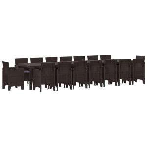 Conjunto de Jantar de Jardim com Almofadas 17 pcs Castanho H