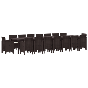 Conjunto de Jantar para Jardim 17 pcs Castanho Largo H