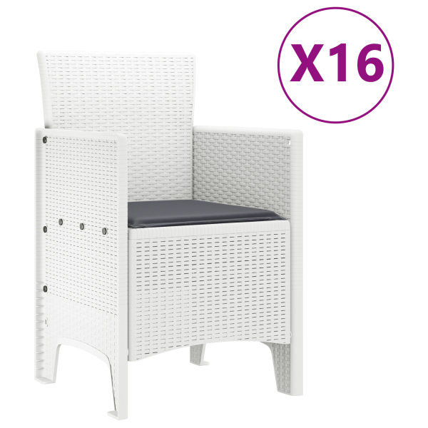 Conjunto de Jantar para Jardim 17 pcs Branco Para 16 Pessoas M 5