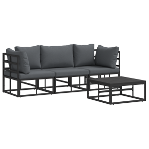 Conjunto de Sofá de Jardim 4 pcs Preto 70 x 70 x 32 cm Alumínio H