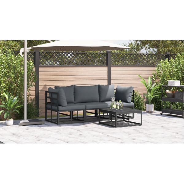 Conjunto de Sofá de Jardim 4 pcs Preto 70 x 70 x 32 cm Alumínio M 4