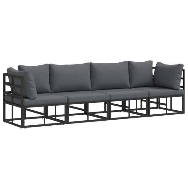 Conjunto de sofá de jardín 4 pcs Negro 283 x 71.5 x 71 cm M 2