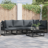 Conjunto de Sofá de Jardim 5 pcs Preto 70 x 70 x 32 cm Alumínio 1
