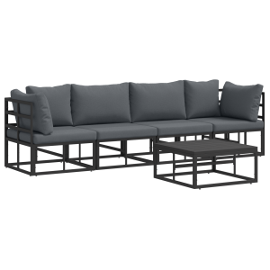 Conjunto de Sofá de Jardim 5 pcs Preto 70 x 70 x 32 cm Alumínio H