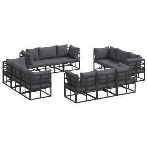 Conjunto de sofá de jardín 12 pcs Negro 213 x 71.5 x 71 cm H