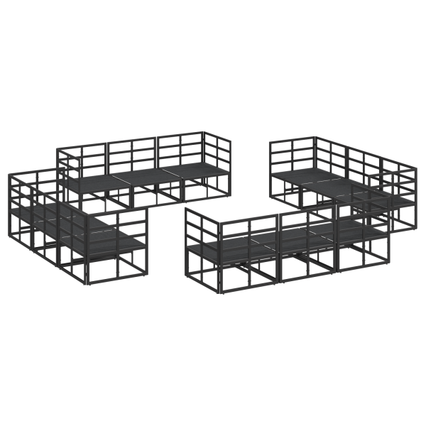Conjunto de sofá de jardín 12 pcs Negro 213 x 71.5 x 71 cm M 5