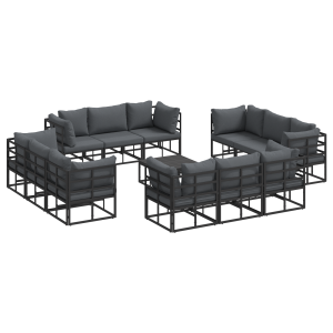 Conjunto de sofá de jardín 13 pcs Negro 70 x 70 x 32 cm H