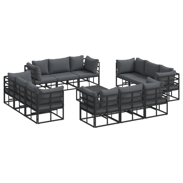 Conjunto de sofá de jardín 13 pcs Negro 70 x 70 x 32 cm M 2