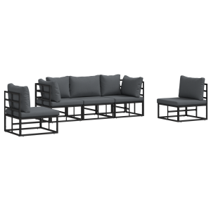 Conjunto de sofá de jardín 5 pcs Negro 213 x 71.5 x 71 cm H