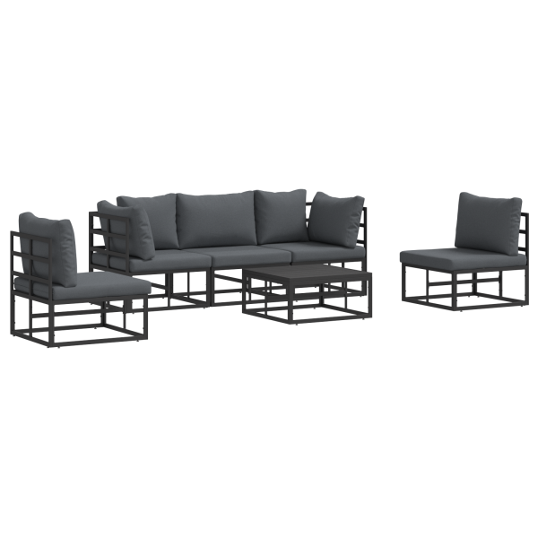 Conjunto de Sofá de Jardim 6 pcs Preto 70 x 70 x 32 cm Alumínio M 2