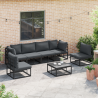 Conjunto de sofá de jardín 6 pcs Negro 283 x 141.5 x 71 cm 5