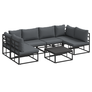 Conjunto de Sofá de Jardim 7 pcs Preto 70 x 70 x 32 cm Alumínio H