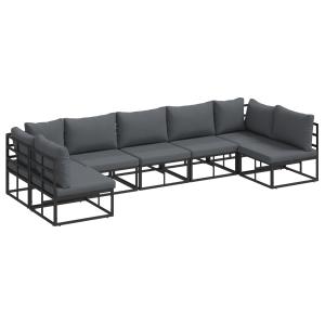Conjunto de sofá de jardín 7 pcs Negro 353 x 141.5 x 71 cm H