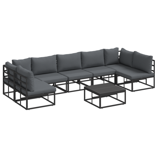 Conjunto de Sofá de Jardim 8 pcs Preto 70 x 70 x 32 cm Alumínio M 2