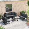 Conjunto de Sofá de Jardim 8 pcs Preto 70 x 70 x 32 cm Alumínio 5