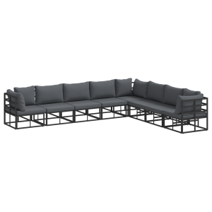 Conjunto de sofá de jardín 8 pcs Negro 353 x 283 x 71 cm H