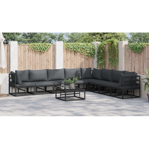 Conjunto de Sofá de Jardim 8 pcs Preto 353 x 283 x 71 cm M 4