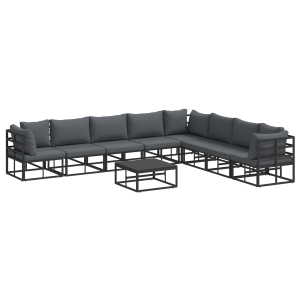 Conjunto de Sofá de Jardim 9 pcs Preto 70 x 70 x 32 cm Alumínio H