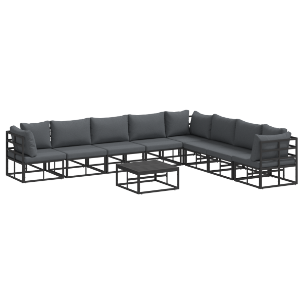 Conjunto de Sofá de Jardim 9 pcs Preto 70 x 70 x 32 cm Alumínio M 2