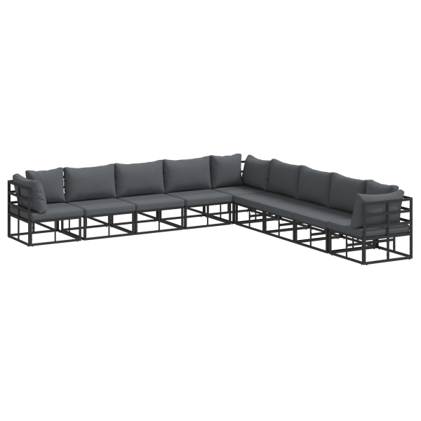 Conjunto de sofá de jardín 9 pcs Negro 353 x 353 x 71 cm M 2